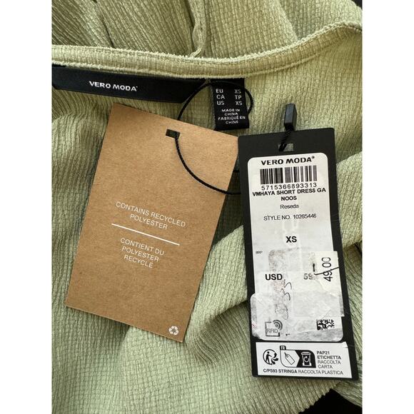 New VERO MODA NordstromVmhaya Short V-Neck Day Wrap Dress GREEN XS - Picture 7 of 8